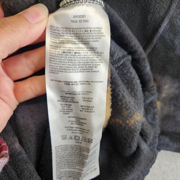 Volcom Sweater Mens M Black Bleached Tie Dye V Scient Fleece Ski Snowboarding - Picture 9 of 15